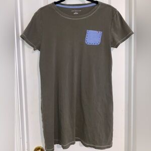 Tommy Hilfiger Olive Green T-Shirt Dress with Light Blue Pocket